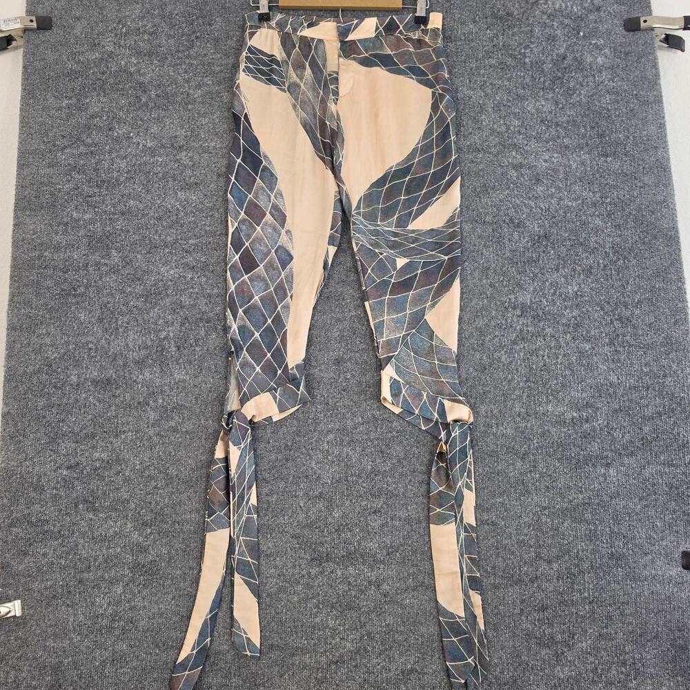 Ramona LaRue By Arianne Pants Small Silk Print Crop Strap Leg Summer Party